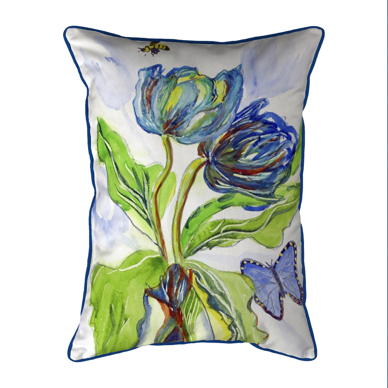 Betsy Drake Tulips & Morpho Large Indoor/Outdoor Pillow 16x20